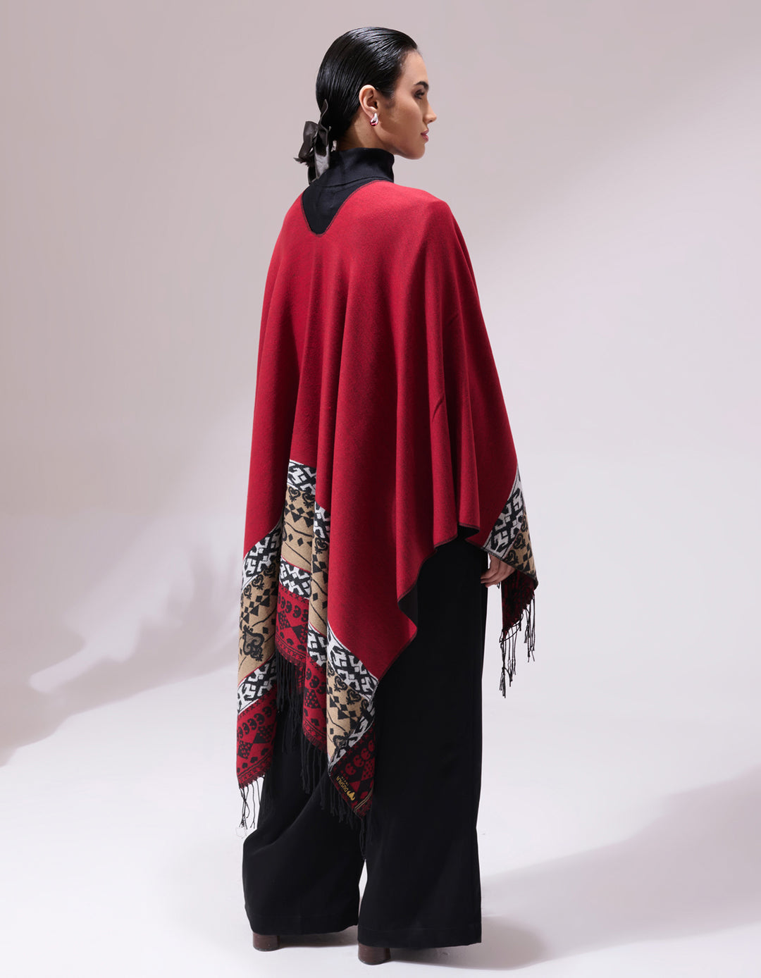 Shiran Maroon Heritage Cashmere Cape