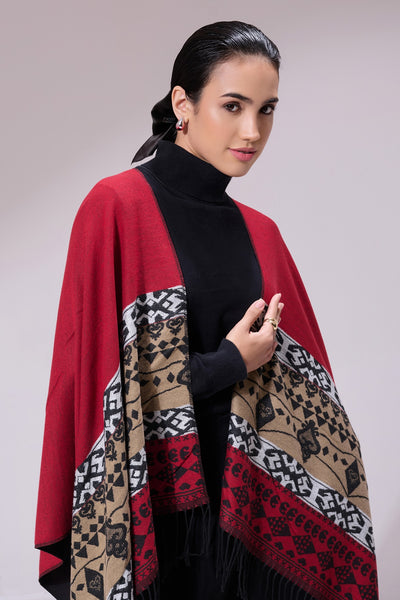 -  Shiran Maroon Heritage Cashmere Cape