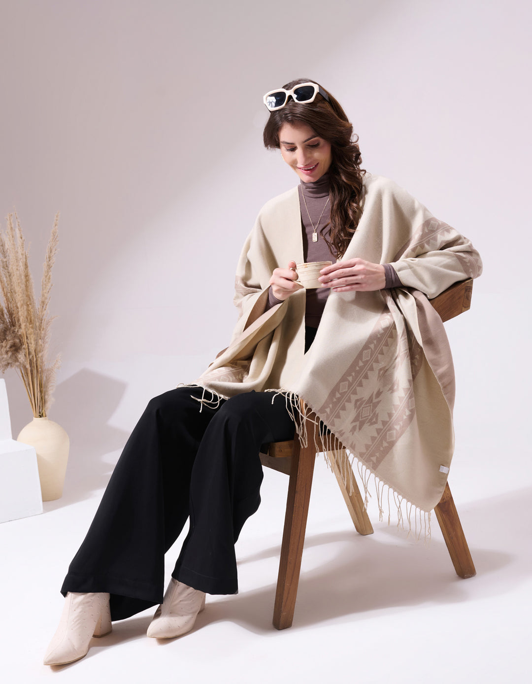 Charles Beige Heritage Cashmere Cape