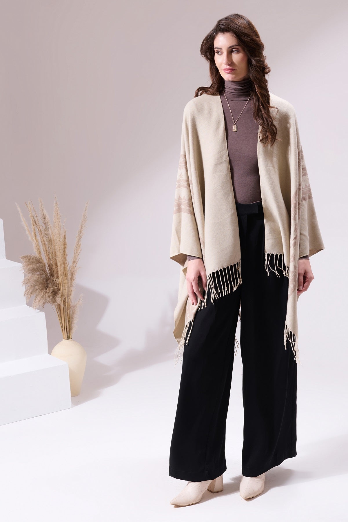 -  Charles Beige Heritage Cashmere Cape