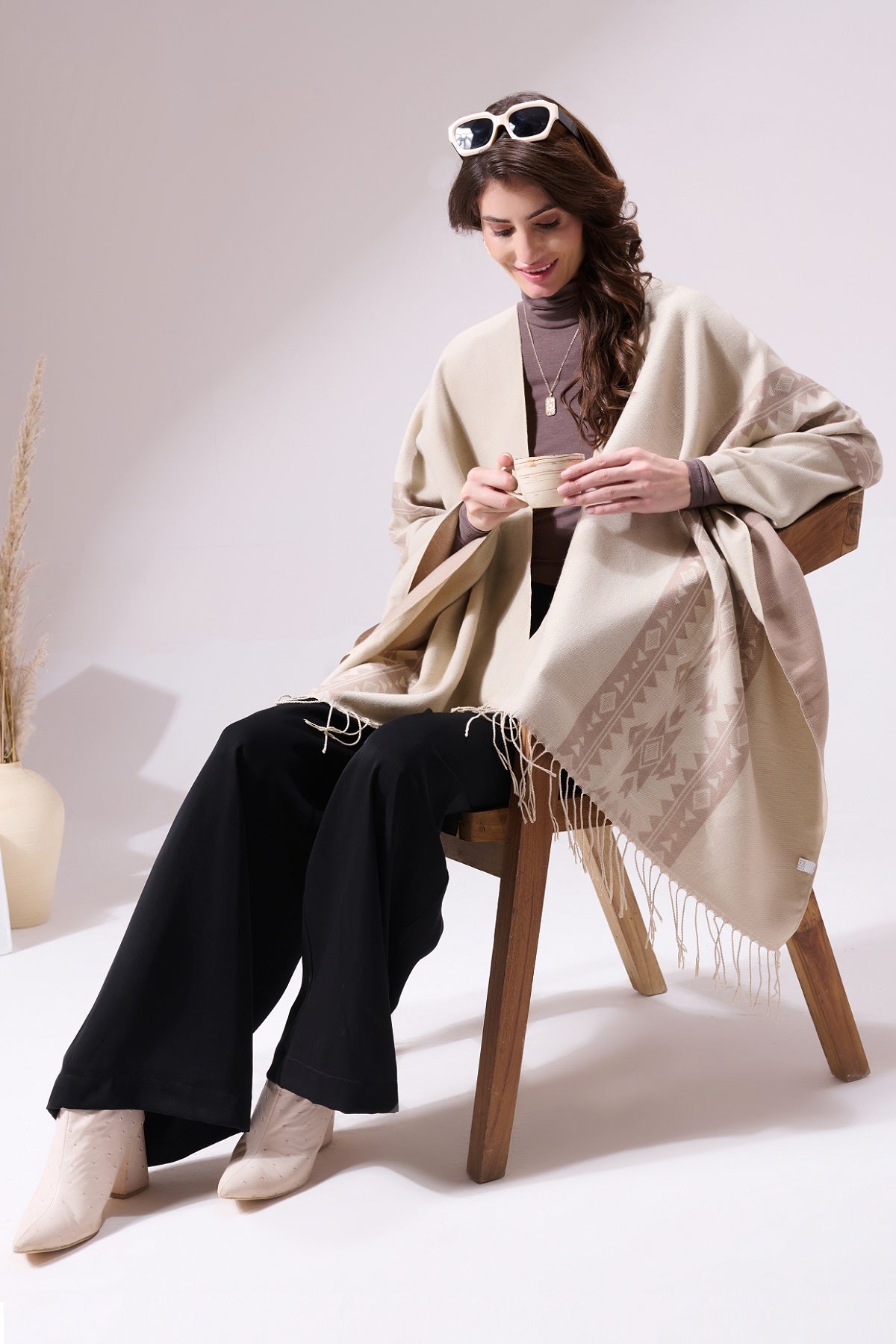 -  Charles Beige Heritage Cashmere Cape