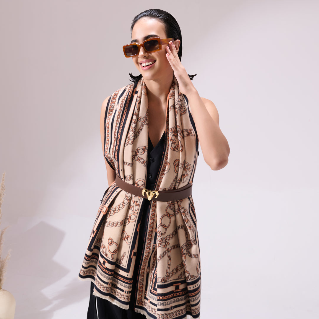 Jon Beige Heritage Cashmere Stole