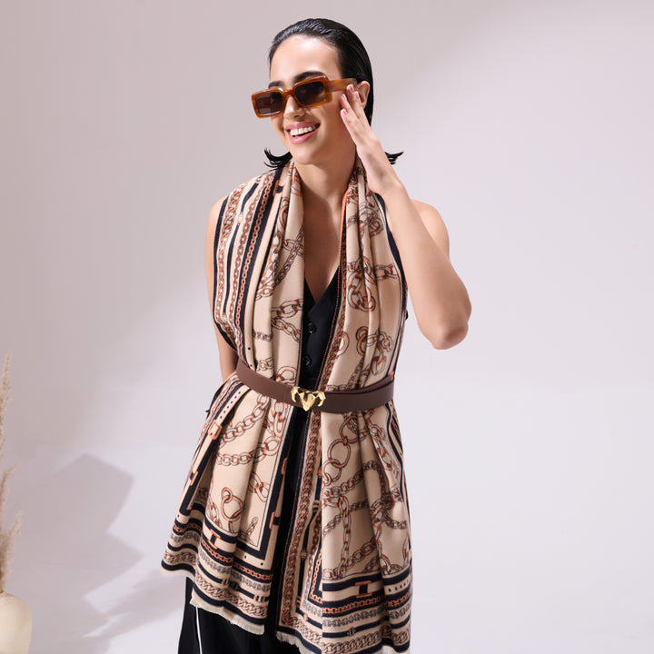 Jon Beige Heritage Cashmere Stole
