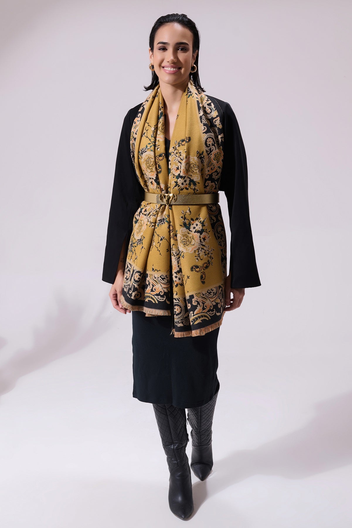 -  Nathan Mustard Heritage Cashmere Stole