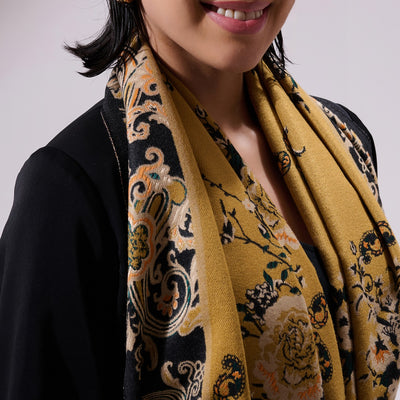 -  Nathan Mustard Heritage Cashmere Stole