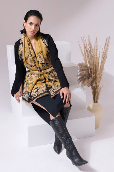 -  Nathan Mustard Heritage Cashmere Stole