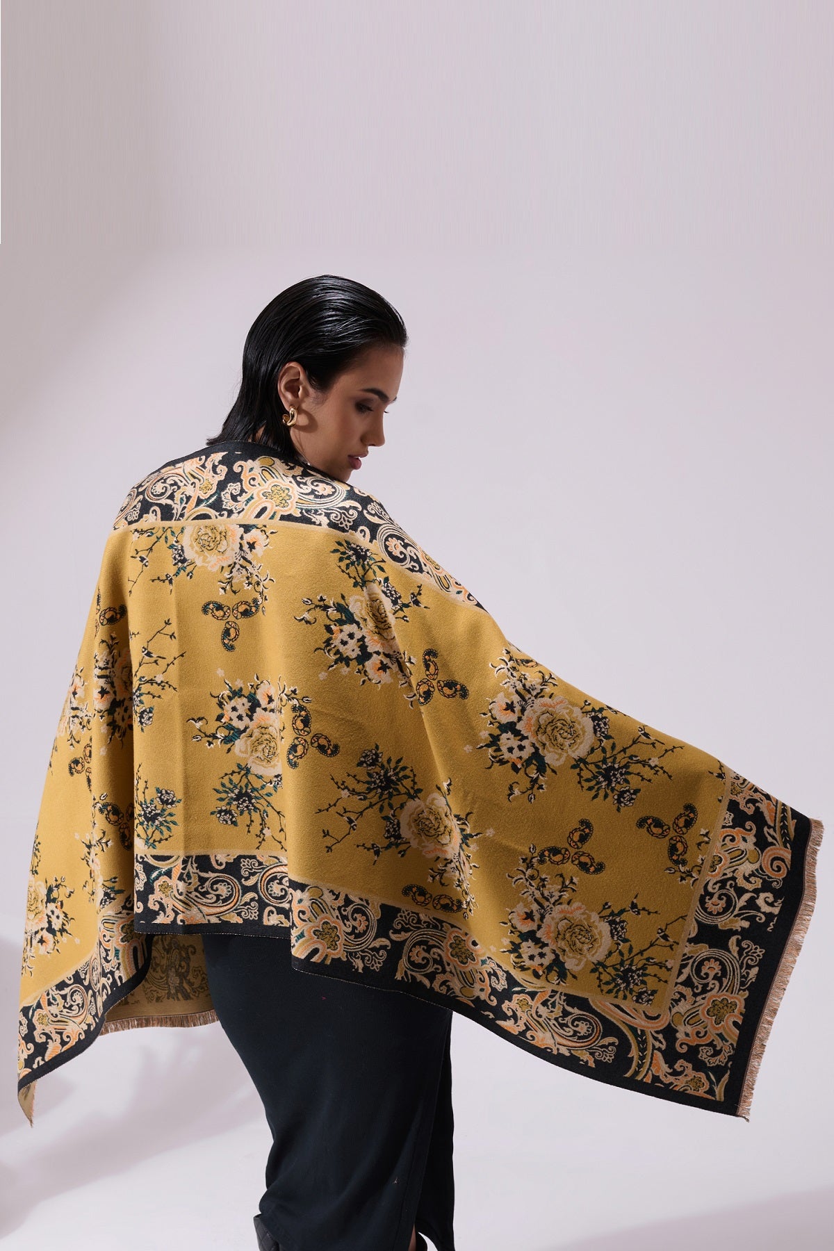 -  Nathan Mustard Heritage Cashmere Stole