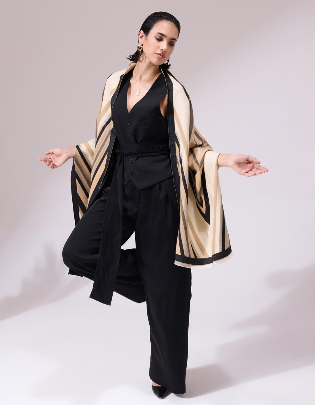 Serena Beige Heritage Cashmere Stole