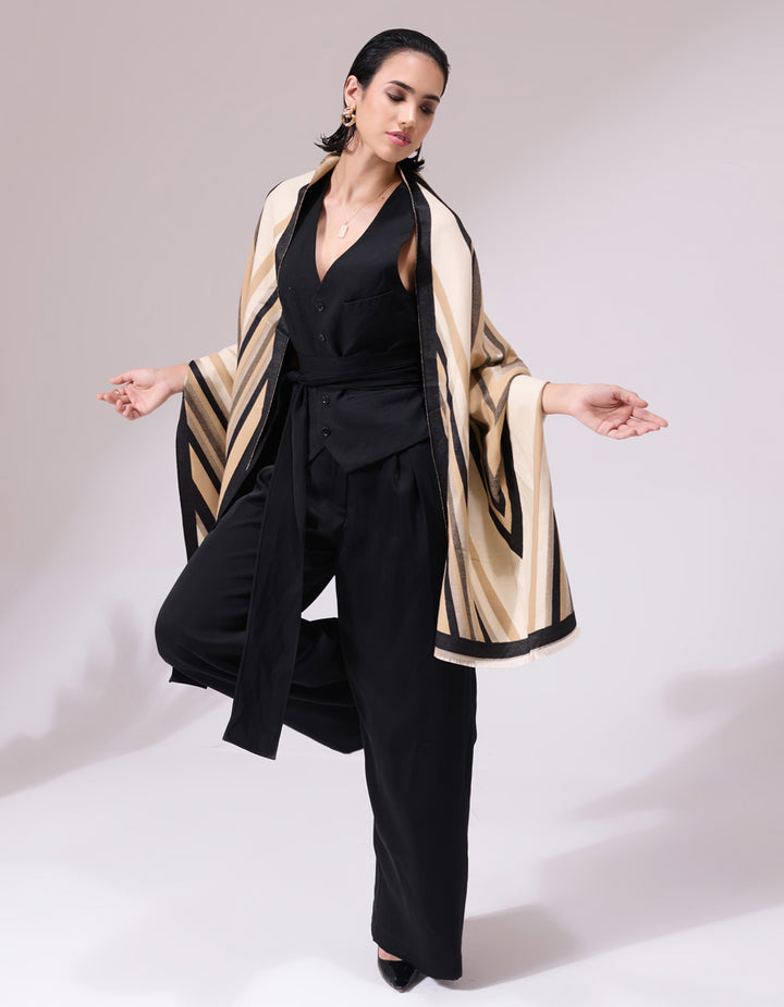 Serena Beige Heritage Cashmere Stole