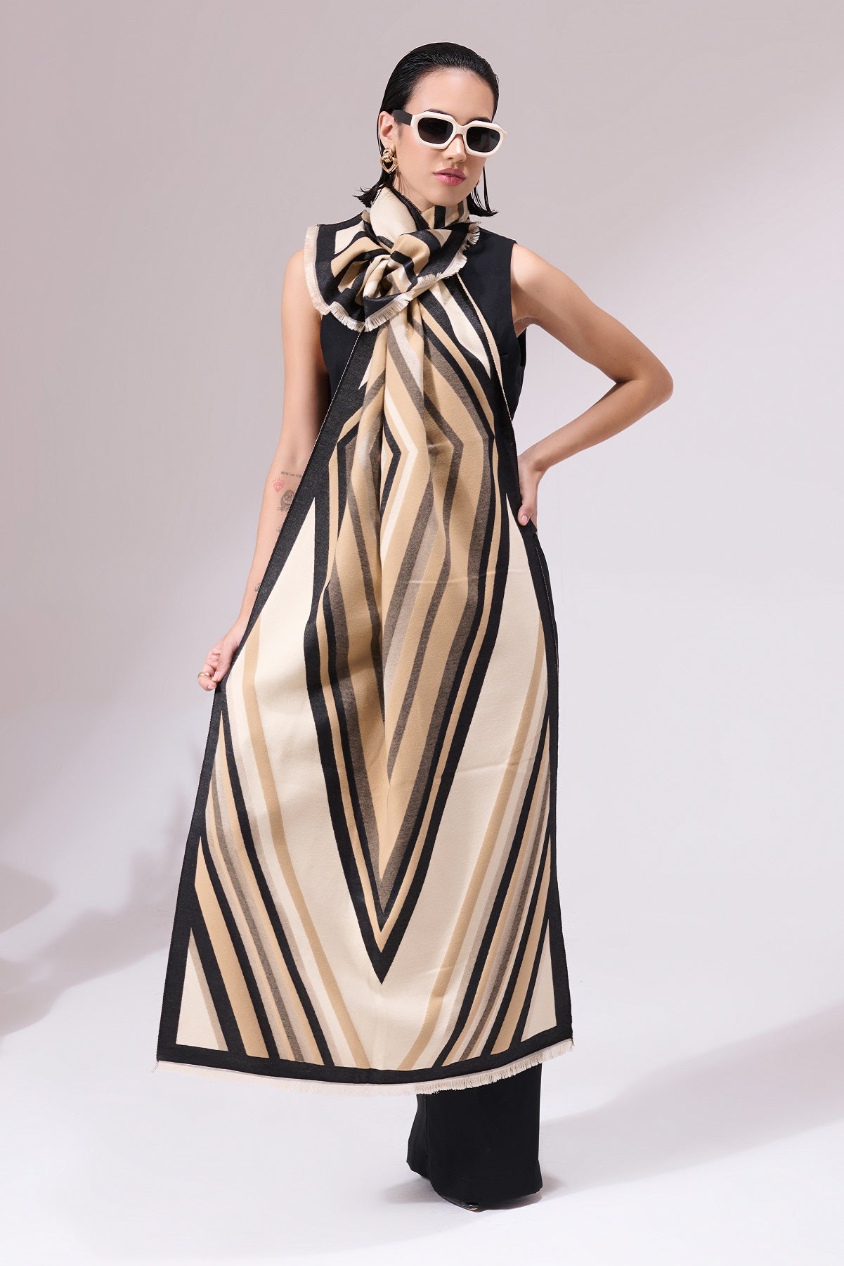 -  Serena Beige Heritage Cashmere Stole