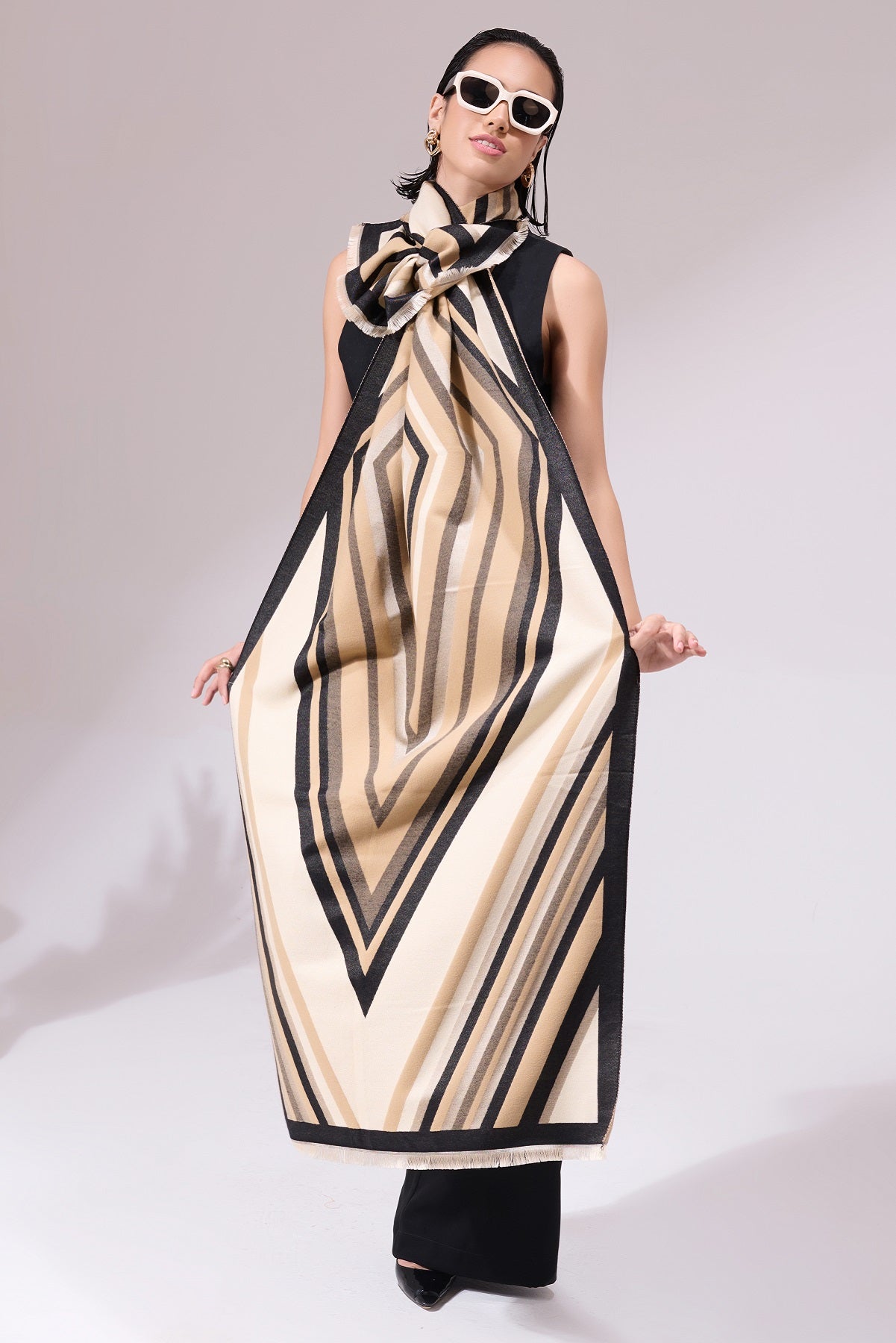 -  Serena Beige Heritage Cashmere Stole