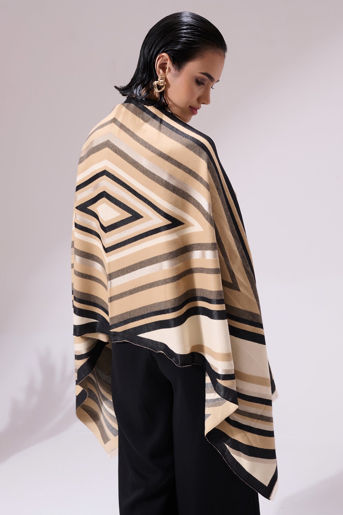 Serena Beige Heritage Cashmere Cape