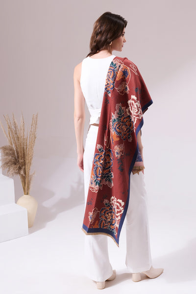 -  Chica Maroon Heritage Cashmere Stole