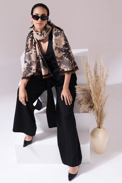 -  Masty Beige and Black Heritage Cashmere Stole