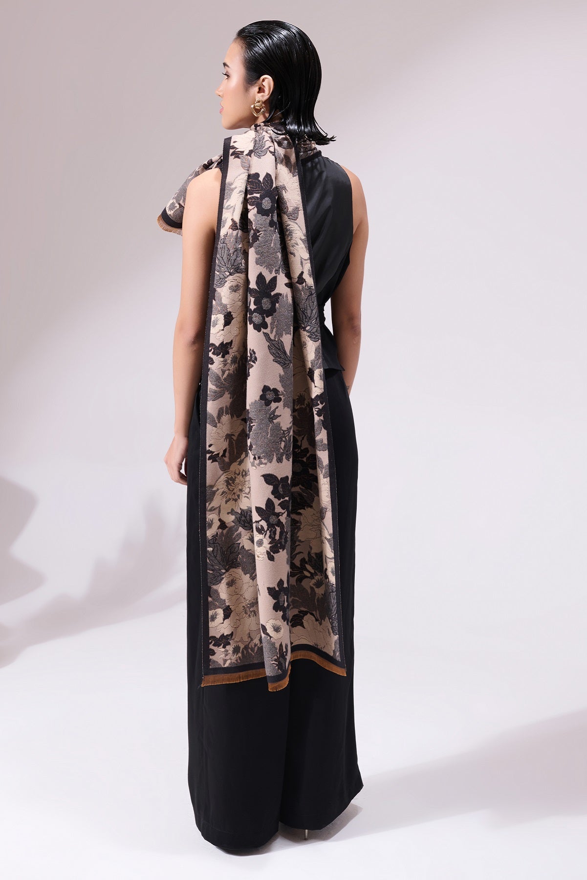 -  Masty Beige and Black Heritage Cashmere Stole