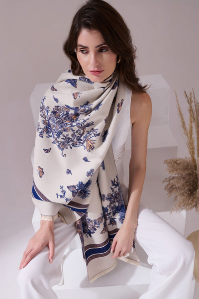 -  Neya Off White Heritage Cashmere Stole