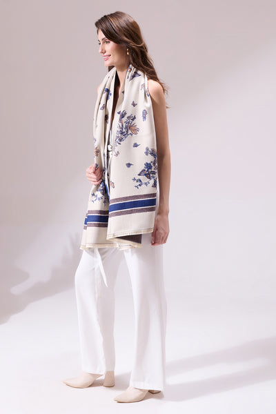 -  Neya Off White Heritage Cashmere Stole