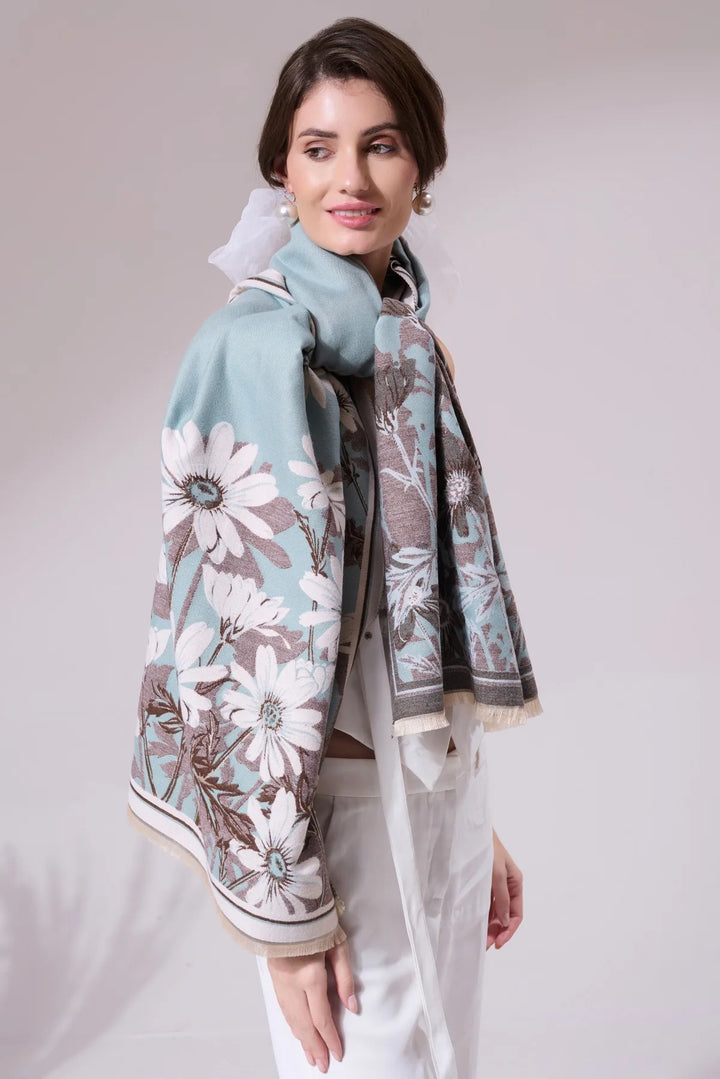 Shita Sky Blue Heritage Cashmere stole