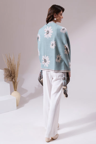 -  Shita Sky Blue Heritage Cashmere Cape