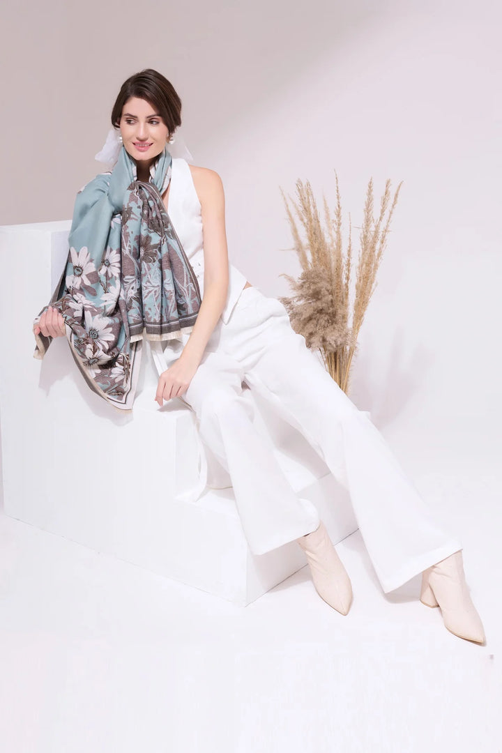 Shita Sky Blue Heritage Cashmere stole
