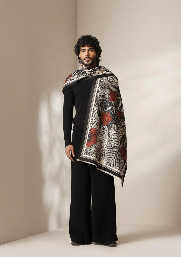 Midnight Garden Thick vegan cashmere Stoles for Men &amp; Women