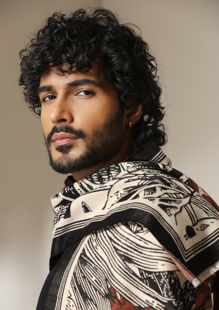 Midnight Garden Thick vegan cashmere Stoles for Men &amp; Women