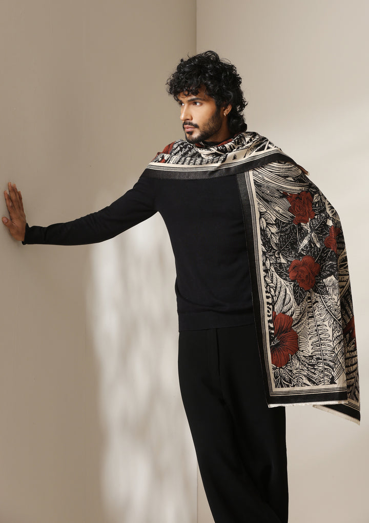Midnight Garden Thick vegan cashmere Stoles for Men &amp; Women