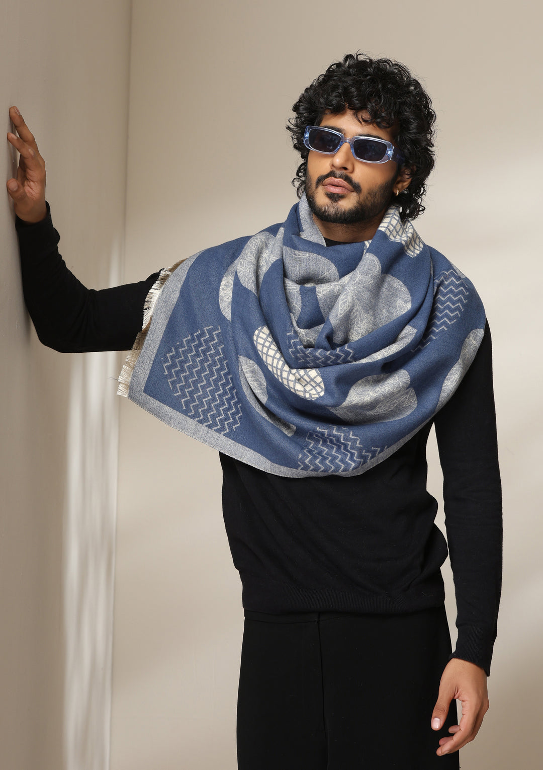Indigo Eclipse Thick vegan cashmere Stoles for Men &amp; Women