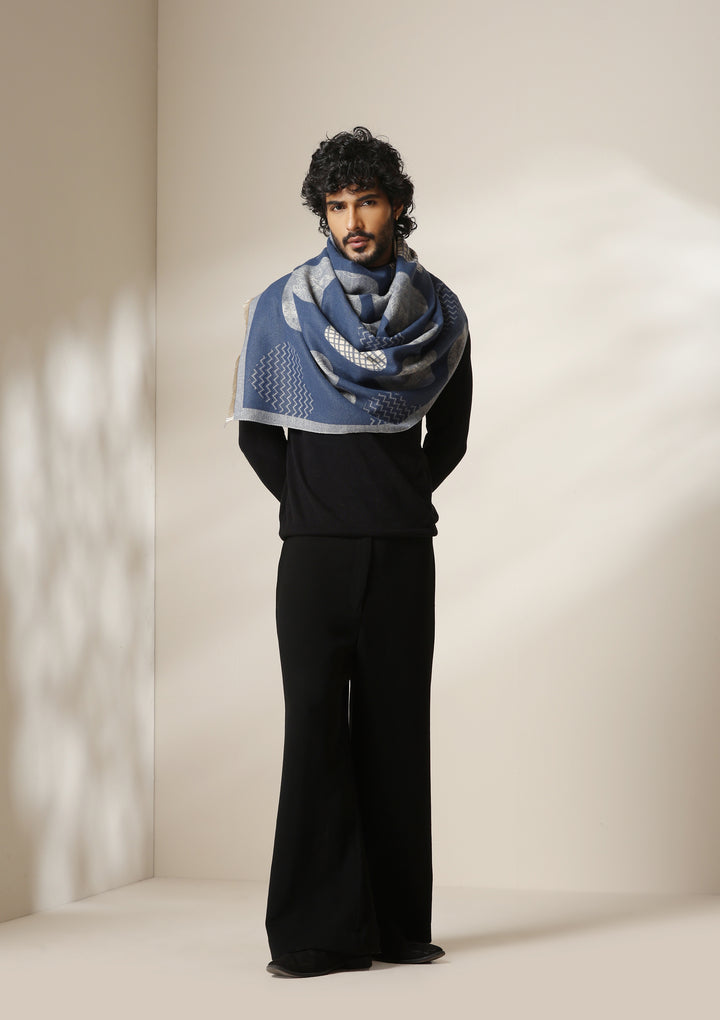 Indigo Eclipse Thick vegan cashmere Stoles for Men &amp; Women