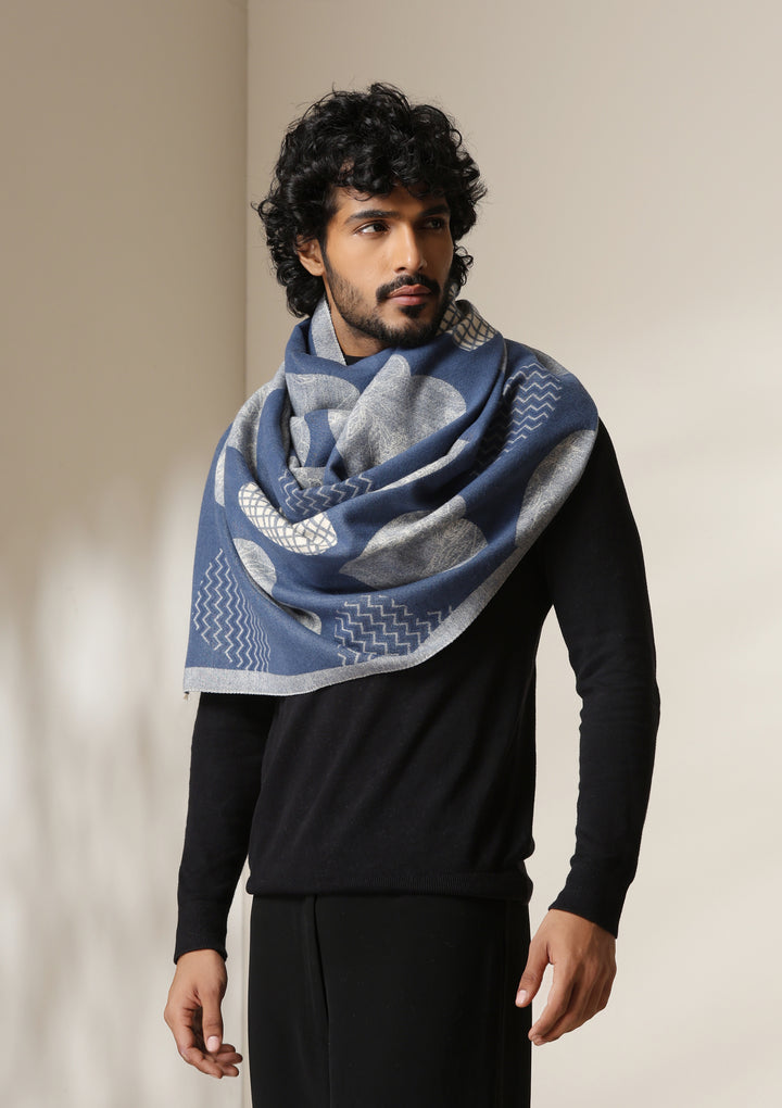 Indigo Eclipse Thick vegan cashmere Stoles for Men &amp; Women