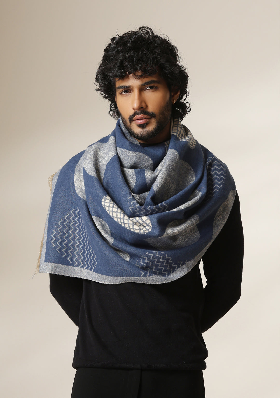 Indigo Eclipse Thick vegan cashmere Stoles for Men &amp; Women