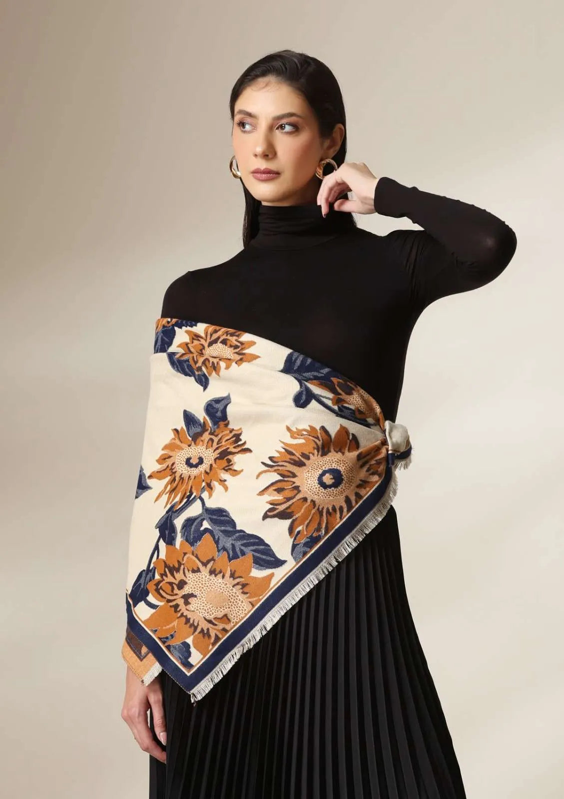 Golden Bloom Thick vegan cashmere Stoles