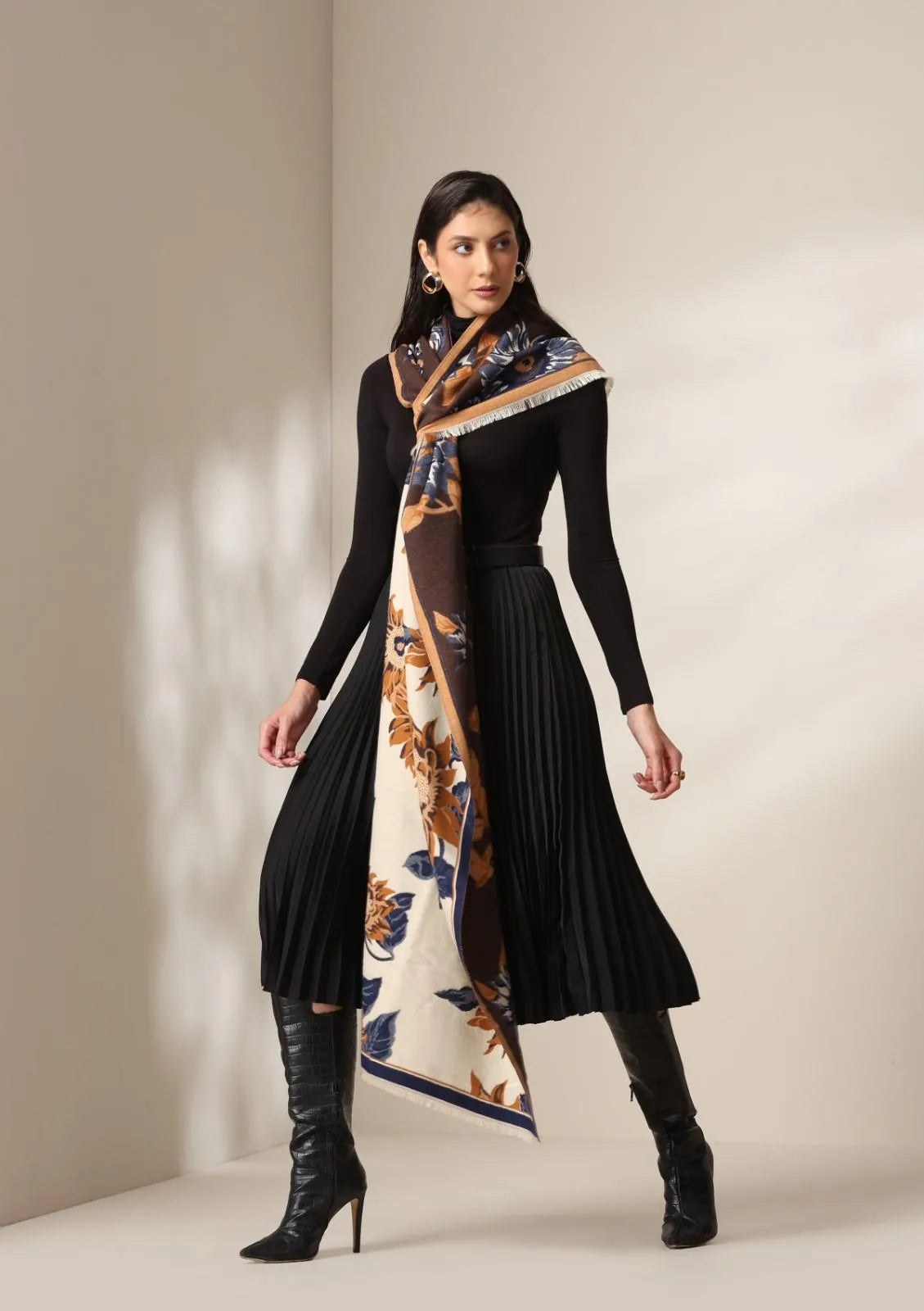 Golden Bloom Thick vegan cashmere Stoles