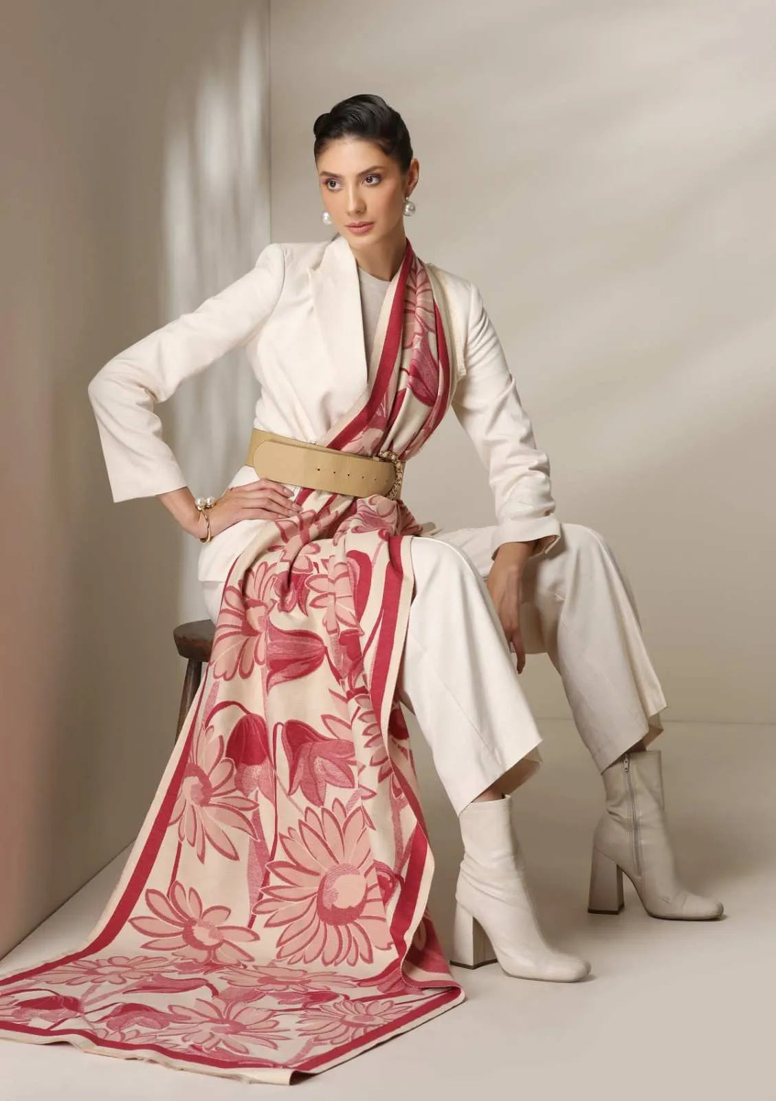 Scarlet Bloom Thick vegan cashmere Stoles