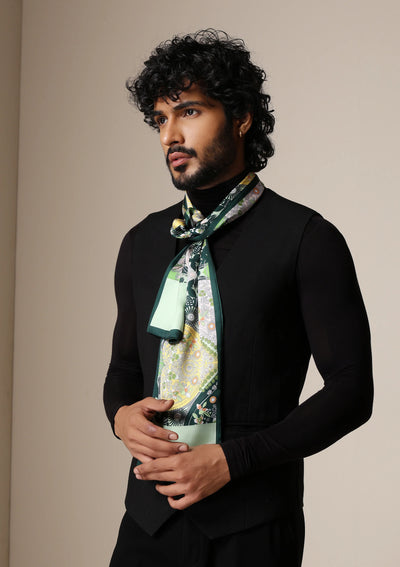 Dusala Emerald Flora Silk Scarf set