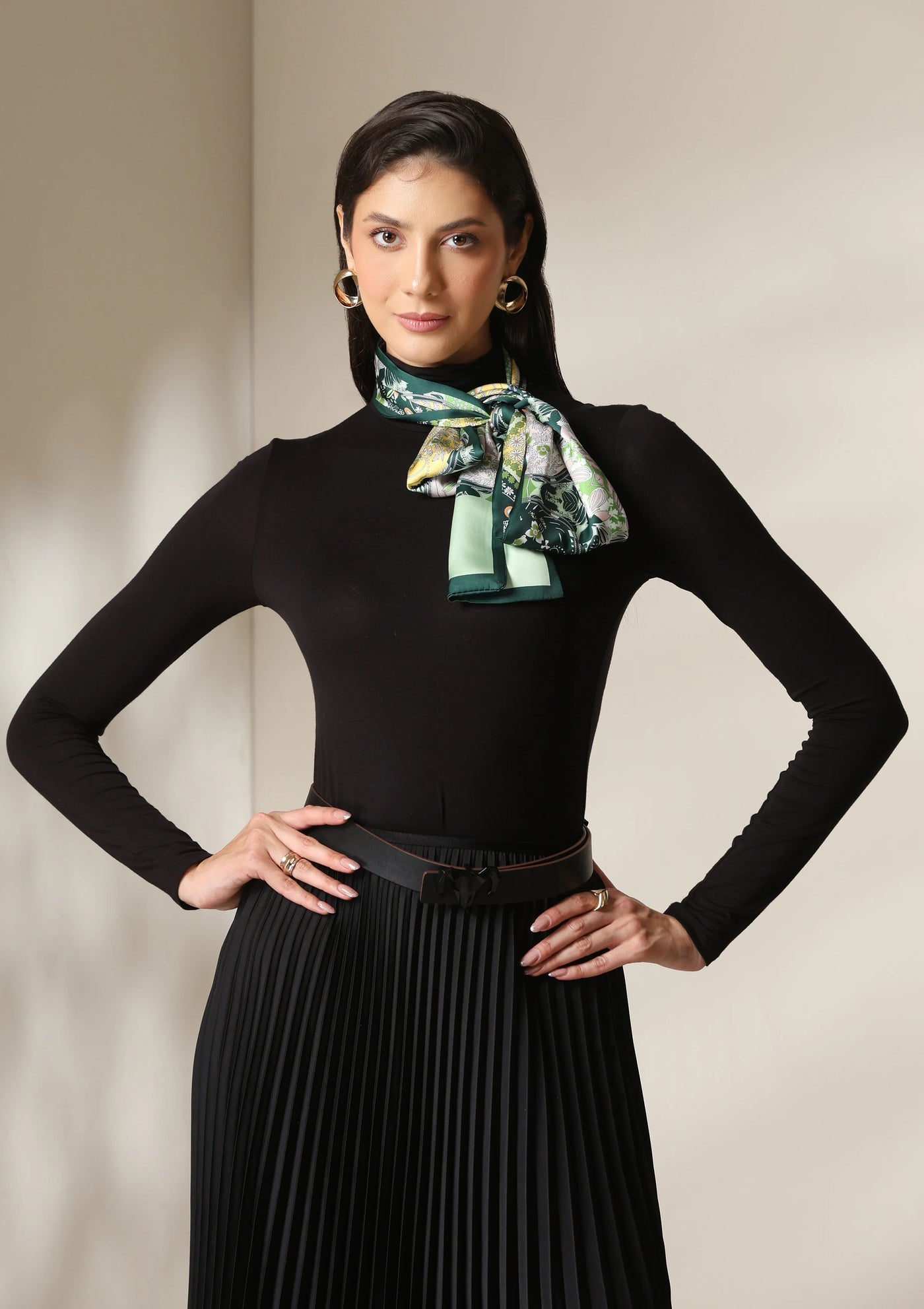 Dusala Emerald Flora Silk Scarf set