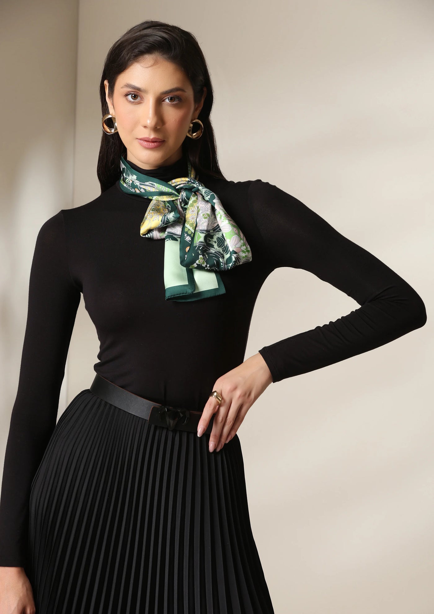 Dusala Emerald Flora Silk Scarf set