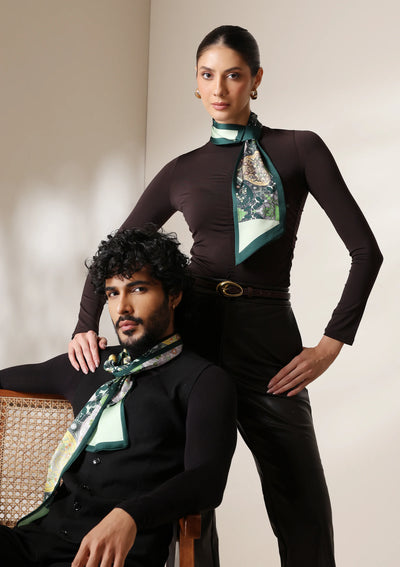 Dusala Emerald Flora Silk Scarf set