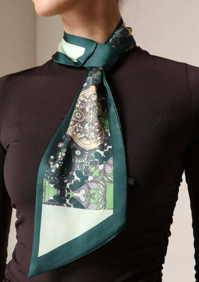 Dusala Emerald Flora Silk Scarf set