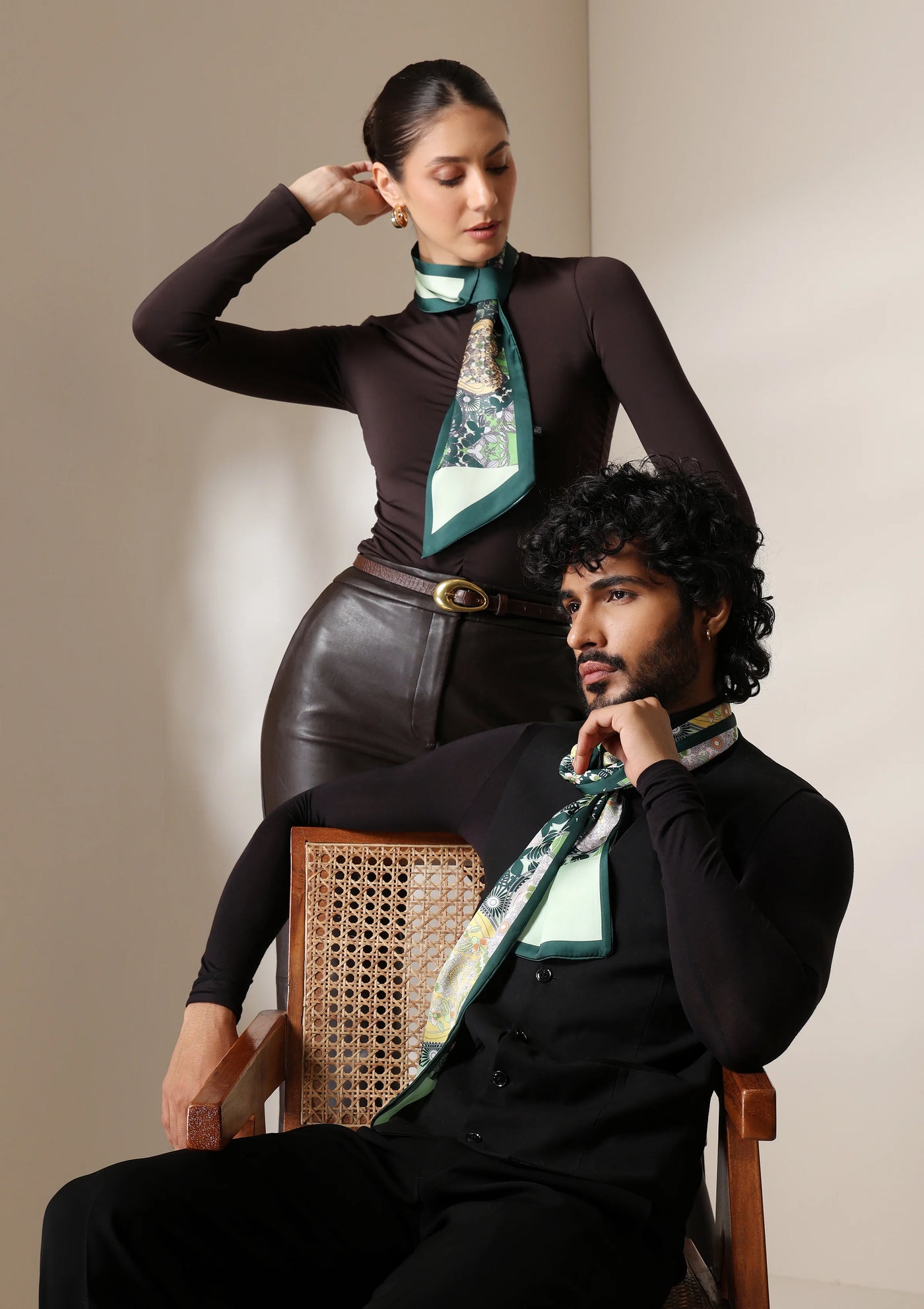 Dusala Emerald Flora Silk Scarf set