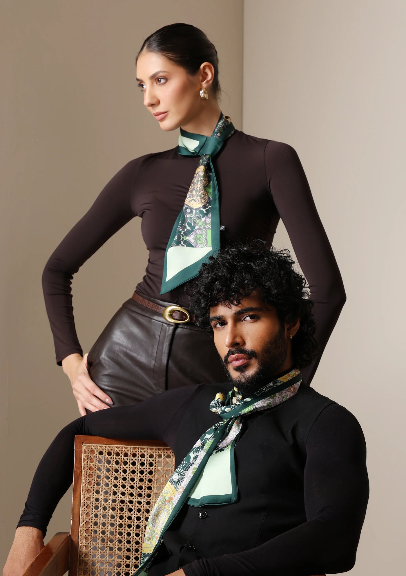 Dusala Emerald Flora Silk Scarf set