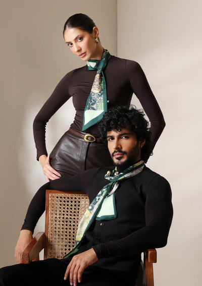 Dusala Emerald Flora Silk Scarf set