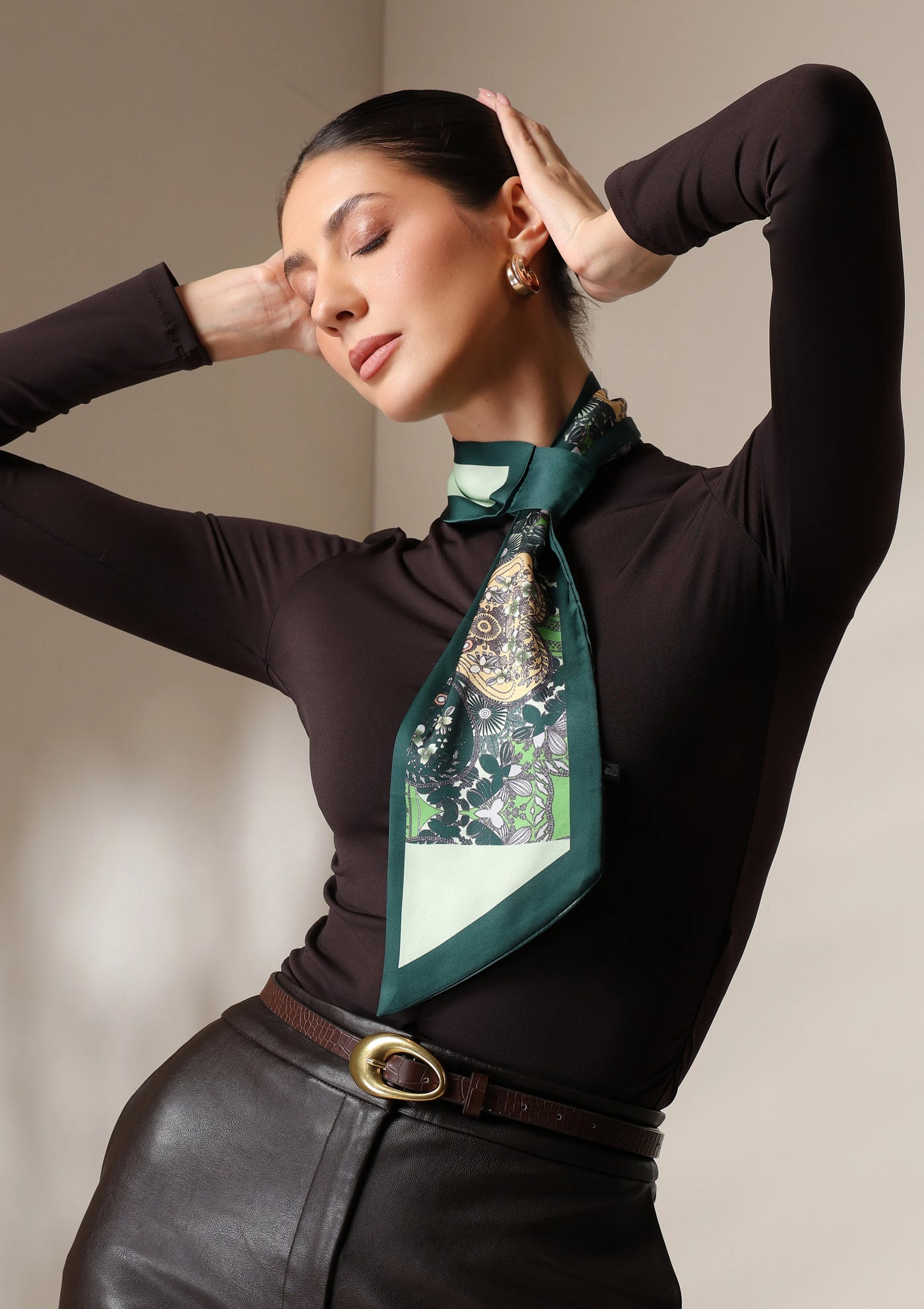 Dusala Emerald Flora Silk Scarf set