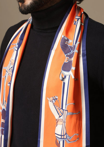 Dusala Equestrian Orange Silk Scarf set