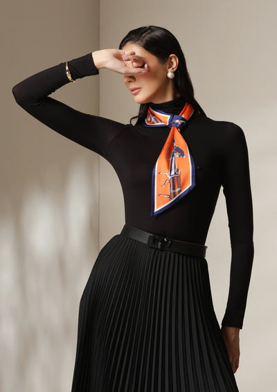 Dusala Equestrian Orange Silk Scarf set