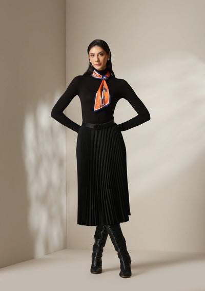 Dusala Equestrian Orange Silk Scarf set