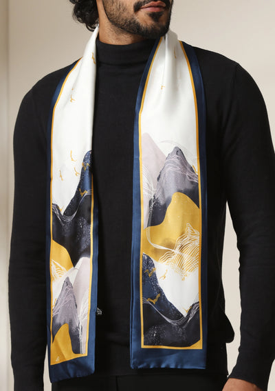Dusala Midnight Peaks Silk Scarf set