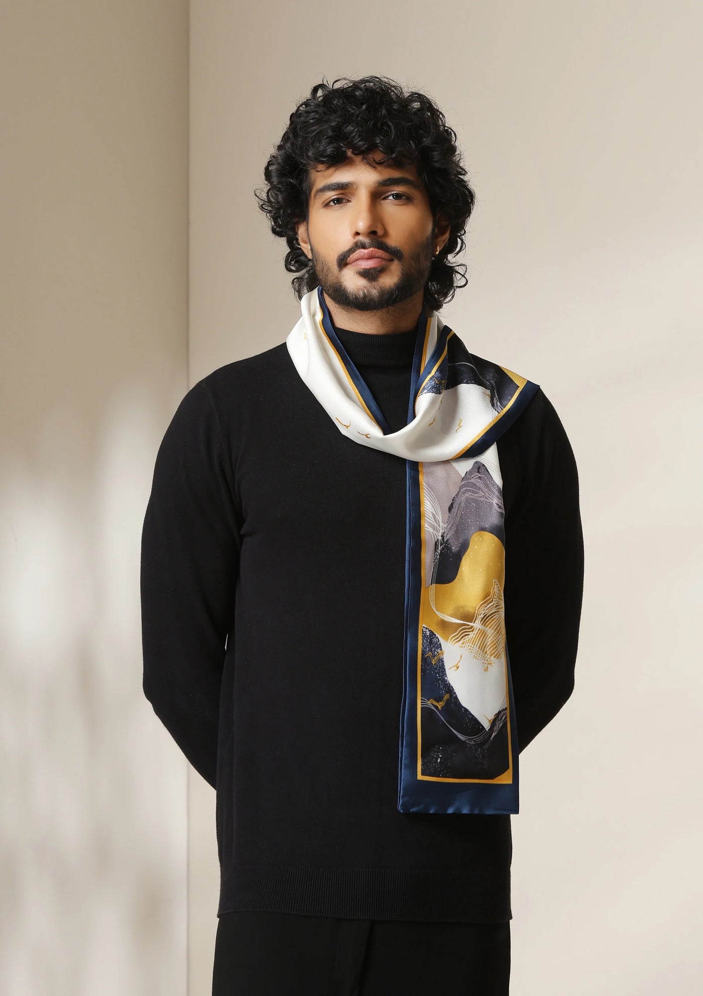 Dusala Midnight Peaks Silk Scarf set