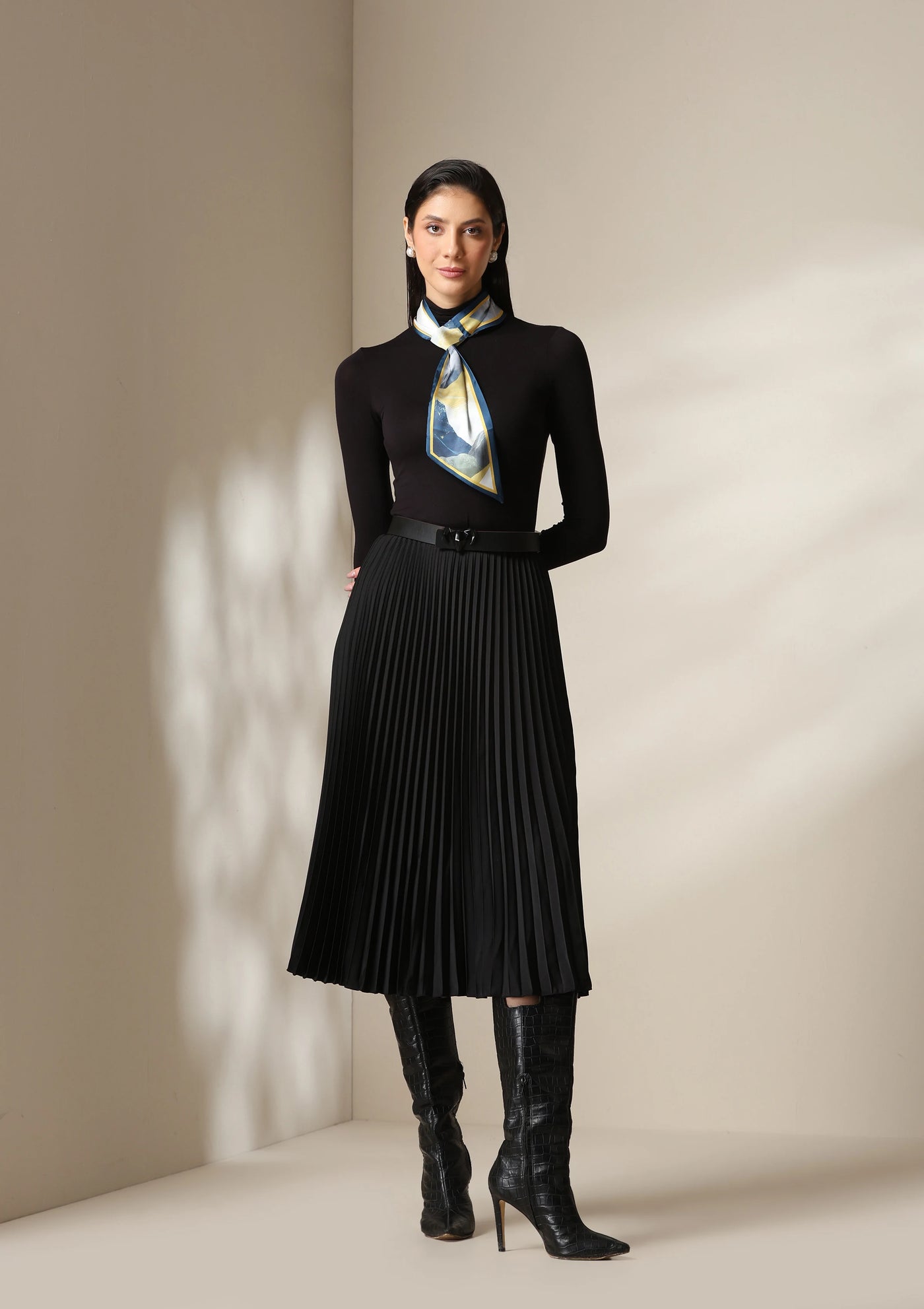 Dusala Midnight Peaks Silk Scarf set