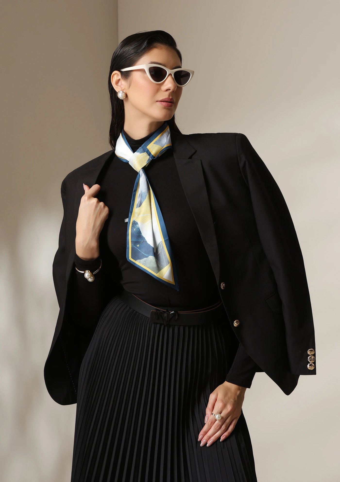 Dusala Midnight Peaks Silk Scarf set